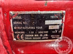 Mini bagri, TAKEUCHI TB175 - LETNIK 2006 - 12090 DELOVNIH UR - 2X ŽLICI
